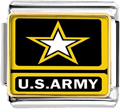 LuckyJewelry USA ARMY Nomination Etched Italian Charm Sale Cheap fit Bracelet Link