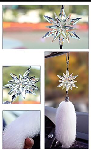 Rear View Mirror Decoration with Crystal Pendant Coloful Diamond Phombus Shape with Creative Imitation Wool Car Interior Trim Ornaments