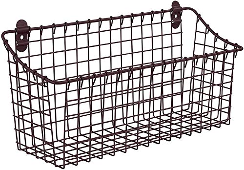 Spectrum Diversified Vintage Utility Organizer Tray Bin Wall Mount Storage Basket, Extra Large, Bronze