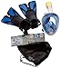 Snorkel Set : Full Face Snorkeling Mask + Adjustable Diving Fins (Blue, S/M)