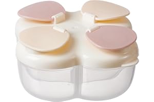 ZRHR Formula Dispenser No-Spill with Four Compartment, Infant Milk Powder Dispenser Portable On The Go, Kids Snack Formula Containers for Travel Hold Outdoor, Light Yellow