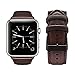 top4cus Genuine Leather Band iwatch Strap Compatible with Apple Watch Series 6/SE/5/4/3/2/1 and Sport Edition, Stainless Steel Clasp (42mm, Matte Red Brown)