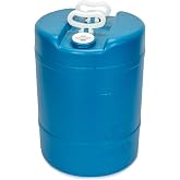 15-Gallon Stackable Water Storage Container with Siphon Hose | 15-gal capacity, light-blocking BPA-free food-grade plastic tank with dual handles for disaster survival, camping &amp; prepping.