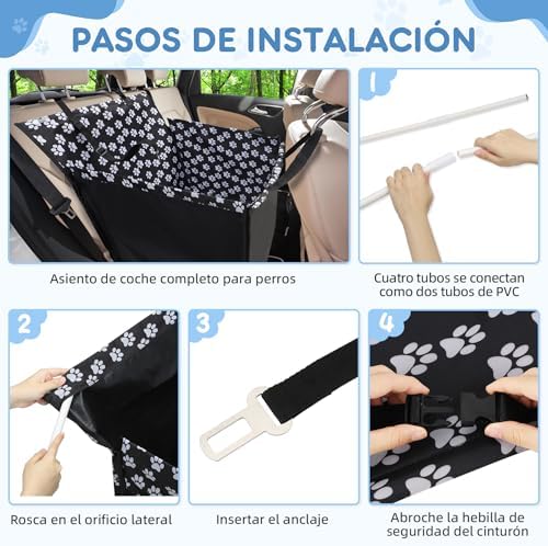 Cão para Cadeira de Carro 68x57x33 cm Impermeável – Transportadora para cães com cinto, Carro para cama, Cadeira Cochee aprovada para cães, Capa para carro