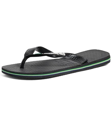 Havaianas Copacabana Beach Brazil Flip Flops Unisex Black White 11/12W 9/10M Havaianas Brasil Logo Copacabana Unisex Flip Flops  main image 3