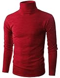 Ohoo Mens Slim Fit Soft Cotton Blend Turtleneck Pullover Sweater