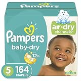 Diapers Size 5, 164 Count - Pampers Baby Dry Disposable Baby Diapers, ONE MONTH SUPPLY
