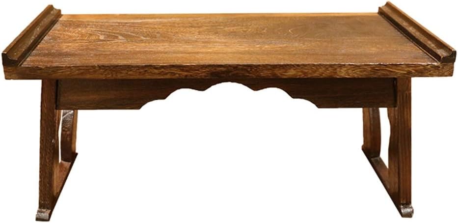Defeng Solid Wood Coffee Table Balcony Table Foldable Table Japanese Mini Table Laptop Table Study Table Breakfast Table (Color : WOOD COLOR, Size : 60X34X27CM)