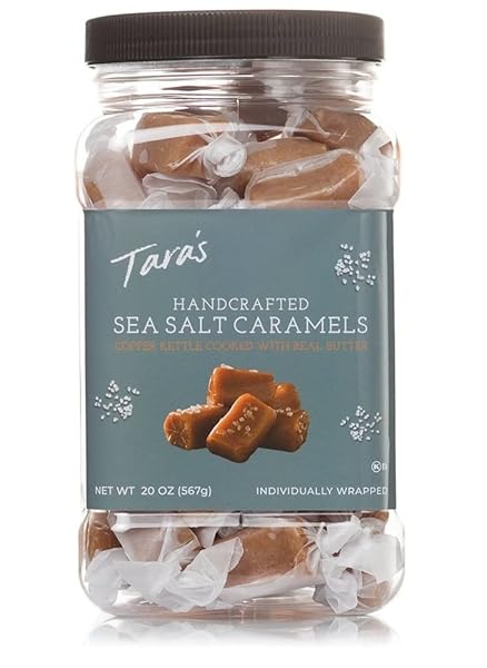 TARA’S GOURMET SEA SALT CARAMELS | HAND CRAFTED ALL NATURAL CANDY | CREAMY & INDIVIDUALLY WRAPPED WITH REAL BUTTER (20 OZ)