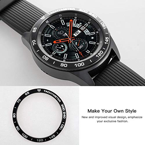 [Aluminum] Galaxy Watch 46mm Bezel Styling, Galaxy Gear S3 Frontier & Classic Bezel Ring Adhesive Cover Anti Scratch Aluminium Protection Tachymeter, Design for The Galaxy Watch Accessories - Black - Thumbnail 2