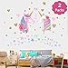 SONG'S IDEA Large Size Unicorn Wall Decal,2Packs，Unicorn Wall Sticker Decor with Hearts and Stars for Girls Rooms Baby Nursery