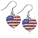 cocojewelry USA US American Flag Patriotic Red Blue Heart Earrings Jewelry (Hook)
