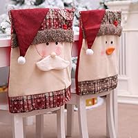 Eubell Xmas Chair Cap, Santa Claus/Snowman Hat Chair Covers, Dinner Chair Slipcovers Protector for Christmas Banquet Holiday Festival Decor