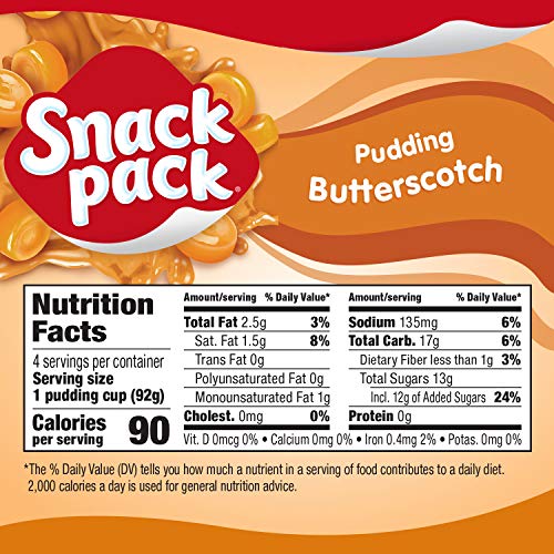 SNACK PACK BUTTERSCOTCH PUDDING CUPS, 4 COUNT