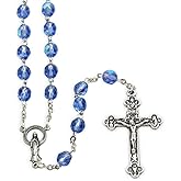 Blue Aurora Borealis Crystal Rosary for Men and Women, Immaculate Conception of Mary