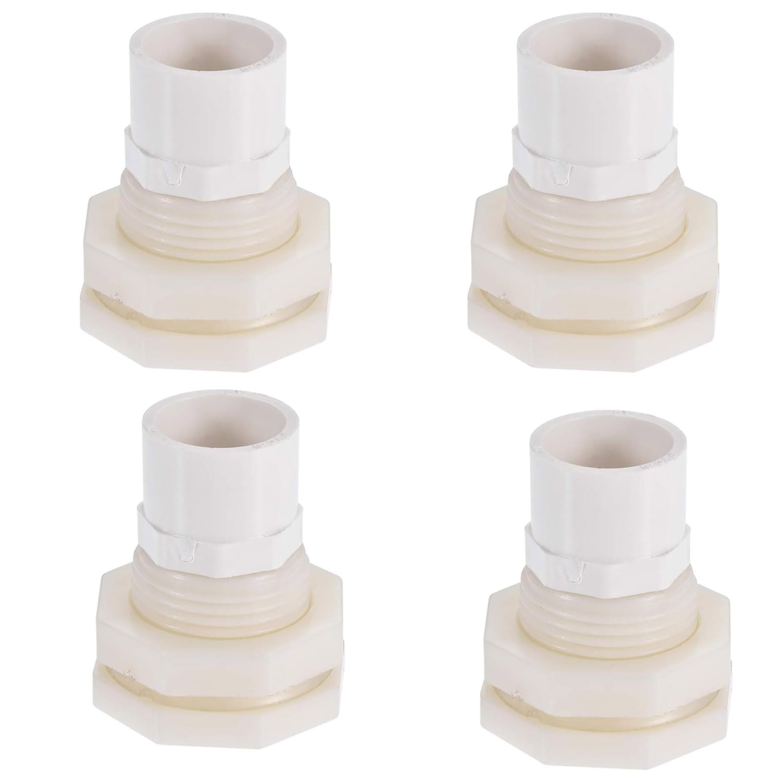 Recogwood 4Pcs Plastic Bulkhead Fitting, G1/2 Male Tube Adaptor Pipe Fitting with Silicone Gasket for Water Tanks, PVC, White