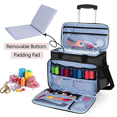 Luxja Rolling Sewing Machine Bag with Removable Pad and Shoulder Strap