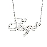 BYBWBL Sage Name Pendant Necklace Silver Color