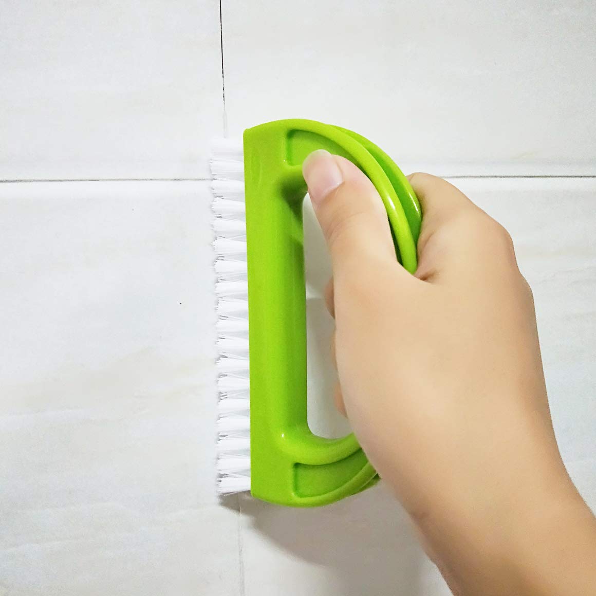 4 pcs Grout Cleaner Brush,cnomg Tile Joint Scrubber Brush with Nylon Bristles Great Use for Deep Cleaning Bathroom, Kitchen and Household Green