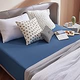 Bedsure Single Fitted Sheet Deep Pocket 16in Navy 90x190cm view 7