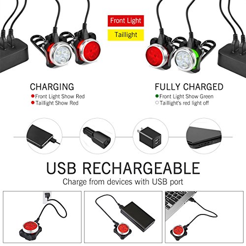 image for SOKLIT USB Rechargeable Bike Light Front and Rear Waterproof IPX4 Supe