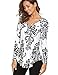 Halife Womens Plus Size Tunic Tops Long Sleeve Blouses Casual Floral Henley Shirts V Neck Fall Tops Black 2x