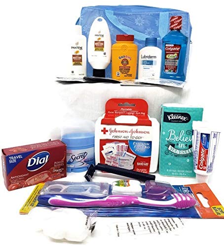 Womenâ€™s Ultimate Travel Toiletries Bag | Shampoo, Conditioner, Body Wash, Bar Soap, Deodorant, Toothbrush, Toothpaste, Floss, Nail Polish Remover Pads, Bundle of TSA Approved Size