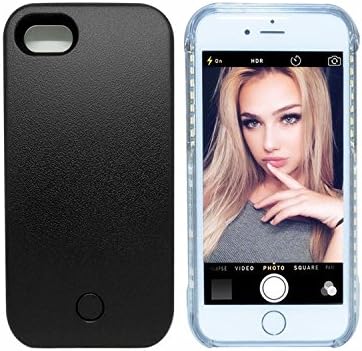 Vahulawa Selfie Light Iphone 7Plus Case, Fashion Luxury Flash Mobile Led Cover, Increase Facial Light, Luminous Cell Phone Light Up Bumper, Protective Shell (Black-5.5 in)