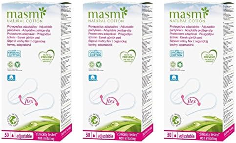 30 Masmi Adaptable Flexi Panty Liners Organic Cotton (for Briefs, Bikini, Thong, Tanga, G-String). Certified, Hypoallergenic, Biodegradable, Perfume, Chlorine and Dioxin Free (3)