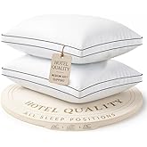 LANE LINEN Bed Pillows Queen Size Set of 2 - Medium Soft Support Gusseted Queen Pillows, Down Alternative Sleeping Pillow for Side Sleepers, Machine Washable, Comfortable for Restful Sleep - White