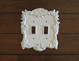 Antique White Switch Plate/Double Light Switch Plate/Antique White or Pick Your Color/Shabby Chic Style/Cast Iron Light Switch Cover