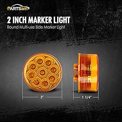 Partsam 10Pcs 2 inch Amber 9 LED Marker Light