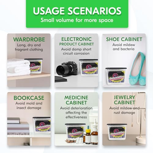 AMROAH 6 Pack 600ml Humidity Moisture Absorbers Boxes Dehumidifier & Odor Eliminator with Activated Carbon, Absorber Moisture Containers for Home Bathroom Basement Closet Kitchen Wardrobe