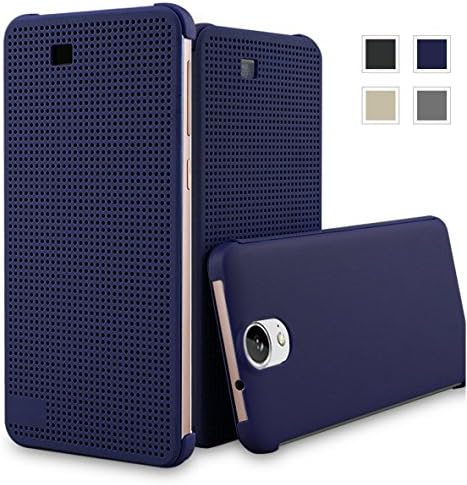 HTC Desire 10 Pro Dot View Case Smart Displaying Flip Protective Cover AaBbDd Professional Cell Phone Holster(Desire 10 Pro_BLUE)