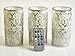 Damask Fleur De Lis Embossed Flameless Candles - Set of 3 Decorative and Holiday Floral Design Real Wax Candles, Multicolor and Realistic Style Electric LED Flame with Remote Control and Timer