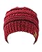 NYfashion101 Exclusive Unisex Two Tone Warm Cable Knit Thick Slouch Beanie Cap, 2 Tone Burgundy