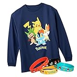 Pokemon Big Boys' Poke Crew T-shirt Tee with Bracelet