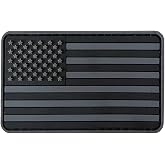USA - American Flag Patch - Premium Military Tactical Thin line Morale PVC Rubber Patch for Backpacks, Military Uniforms, Jackets, Vests, Hats &amp; More (Black/Grey US Flag, 2"x3")