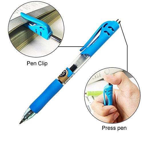 Click Gel Pens,12 Assorted Colors Retractable Premium Gel Ink Rollerball Pens,Gel Ink Pens,Coloring Gel Pens Set,Quick Dry Gel Ink Smooth Pens,Medium Point 0.5mm