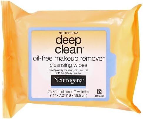 Neutrogena Deep Clean Oil Free Makeup Remover Cleansing Wipes, 25 Count ( Case of 6 )