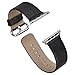 eLander Compatible with Apple Watch Band 38mm, Top-grain Leather Band Strap with Stainless Metal Clasp for Apple Watch All Models 38mm (Leather - Black)