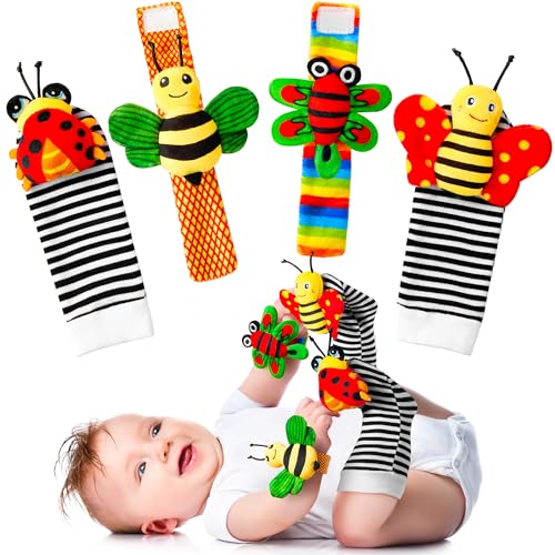 Baby Toys 0-6 Months: Baby Rattles 0-6 Months Infant Toys Baby Wrist Rattle Socks for 6-12 Month Boy Girl Gifts