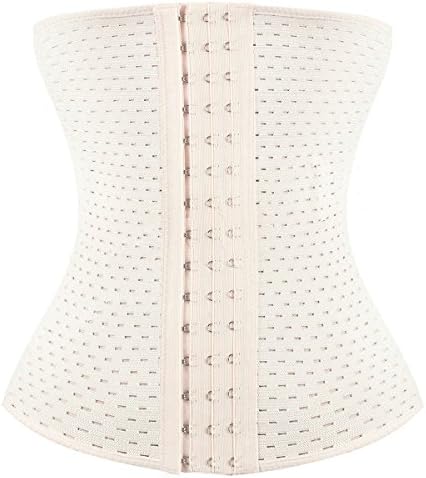 Ruinasi Women's Breathable Waist Training Shaper Corset With Steel Boned 3 Hook Rows For Weight Loss (Beige, XS)