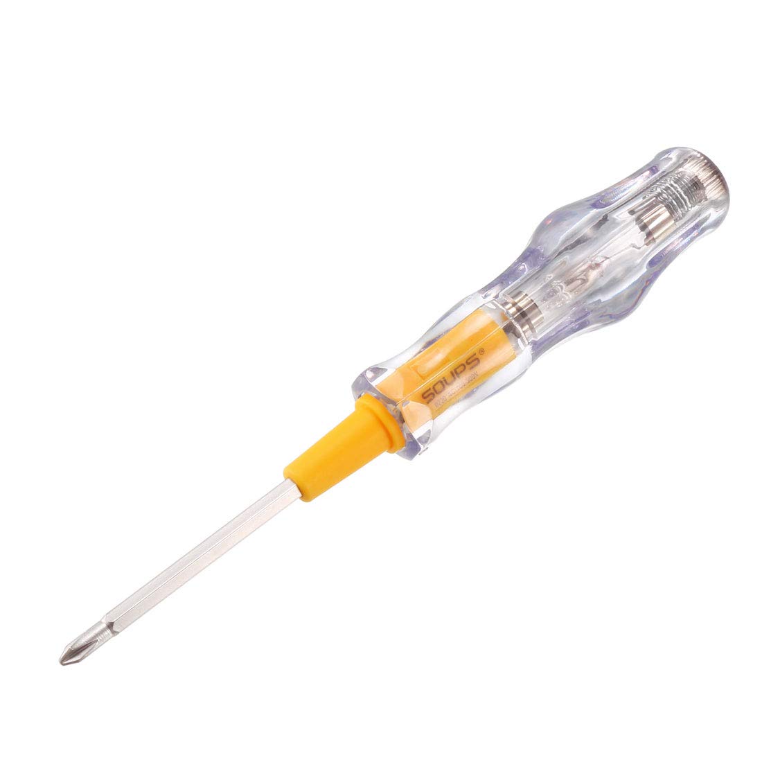 sourcing map Voltage Tester AC 100-500V with 3.5mm Slotted Phillips Screwdriver Dual Head for Circuit Test, Clear and Orange