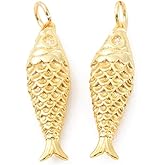 DanLingJewelry 10Pcs Golden Color Brass Fish Charms Marine Theme Ocean Sea Animal for Jewelry Making Bracelets Necklaces