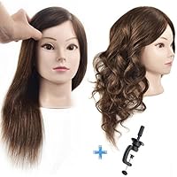 Cosmetology 100% Human Hair Mannequin Head Manikin Training Head 16" with Free Clamp