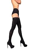 THIGH HIGH Opaque Lace Top Silicone Stockings Nylon