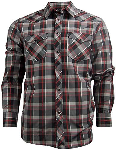 Western Heritage Men's Long Sleeve Snap Front Western Shirt (Medium, Red Stripe)