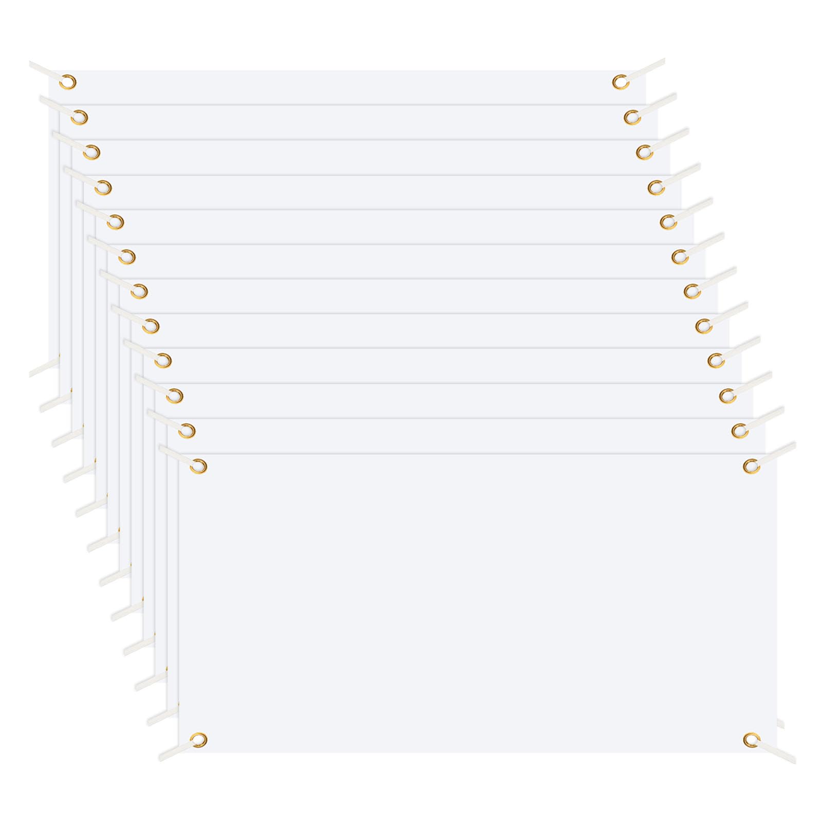 PATIKIL Large Blank Banner and Signs, 12 Pcs Polyester Cloth Sublimation Banners with Hanging Rope for Business Outside Outdoor Wall Flag Paintable DIY Banner Signs, White 2 x 4 Feet