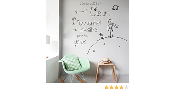 Amazon Com Vinyl Decal Little Prince Quote On Ne Voit Bien Qu Avec Le Coeur L Essentiel Est Invisible Pour Les Yeux Bedroom Nursery Living Room Home Decor Murals S78 Tools Home Improvement
